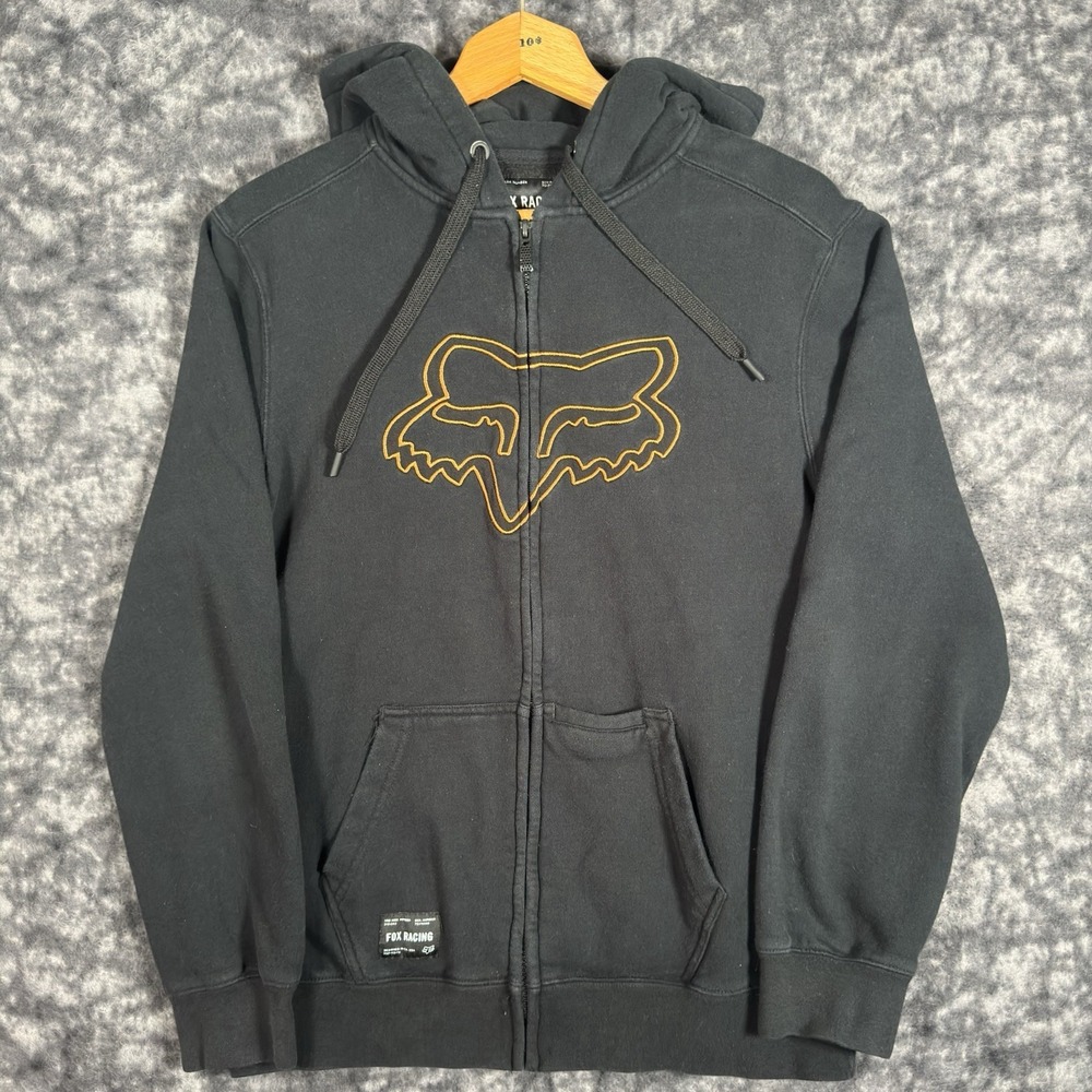 Fox Racing Full Zip Hoodie Mens Size M Black Motocross Graphic Jacket MXF-02-74